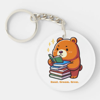 Cute Reading Bear with Books Kawaii Key Ring