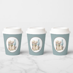 cute reading book club party paper cups