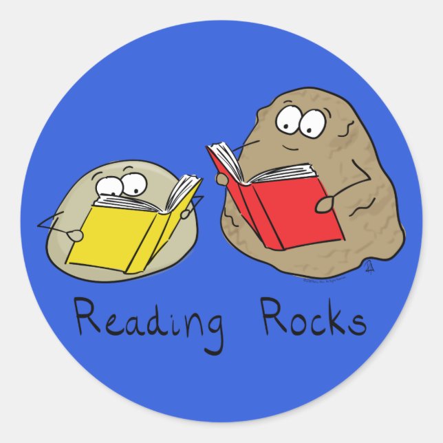 Cute Reading Books Library Kids Cartoon Classic Round Sticker (Front)