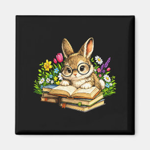 Cute Reading Bunny Easter Books Bookworm Reader Magnet