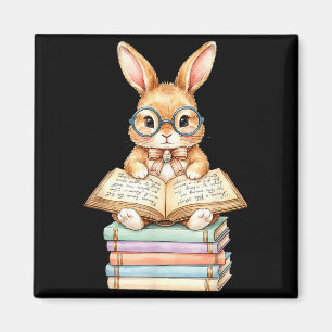 Cute reading bunny easter books reader teacher magnet