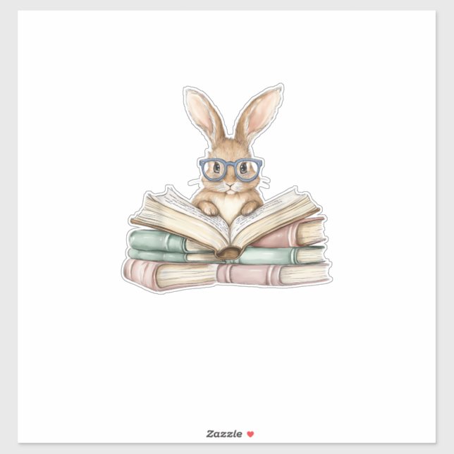 Cute Reading Bunny Glasses Books Bookworm Reader T (Sheet)