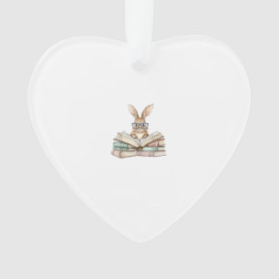 Cute Reading Bunny Glasses Books Bookworm Reader T Ornament