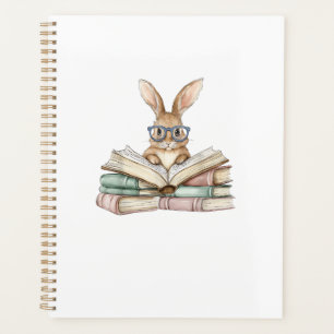 Cute Reading Bunny Glasses Books Bookworm Reader T Planner