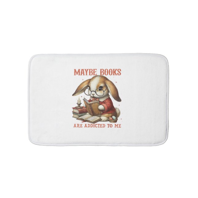 Cute Reading Bunny With Glasses Books Bookworm Rea Bath Mat (Front)