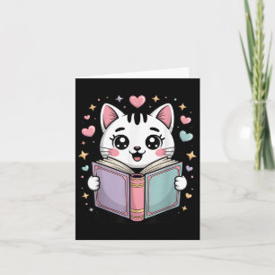 Cute Reading Cat Book Lover Teacher Librarian Book Card
