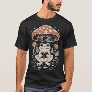 Cute Reading Frog Hides From The Rain Under A T-Shirt