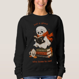 Cute Reading Ghost Cosy Chocolate Brown Sweatshirt