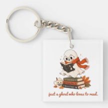 Cute Reading Ghost Custom Clear Acrylic Keychain