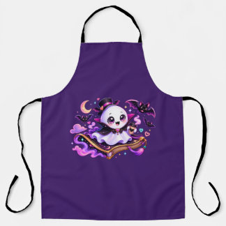 Cute Reading Ghost Halloween Apron