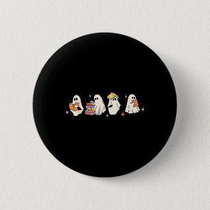 Cute Reading Ghost Halloween Ghost Book Spooky Sea 6 Cm Round Badge