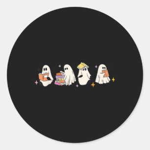 Cute Reading Ghost Halloween Ghost Book Spooky Sea Classic Round Sticker