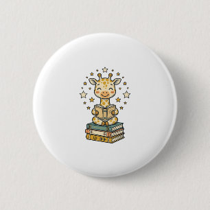Cute Reading Giraffe Book Lover Vintage Shirt Desi 6 Cm Round Badge