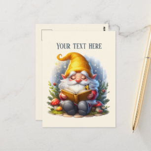 Cute reading gnome customizable postcard