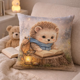 Cute Reading Hedgehog Kids Room & Nursery Cushion