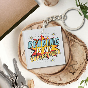 Cute Reading is my Superpower Book Lover Key Ring