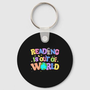 Cute reading is out of this world space books key ring