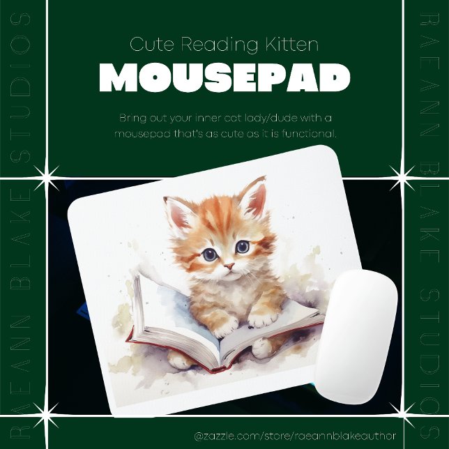Cute Reading Kitten Mousepad (Creator Uploaded)