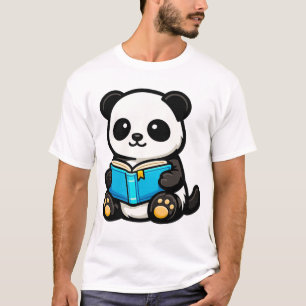 Cute Reading Panda Kawaii Cartoon T-Shirt