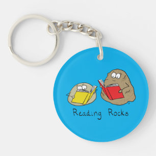 Cute Reading Rocks Librarian Book Lovers Key Ring