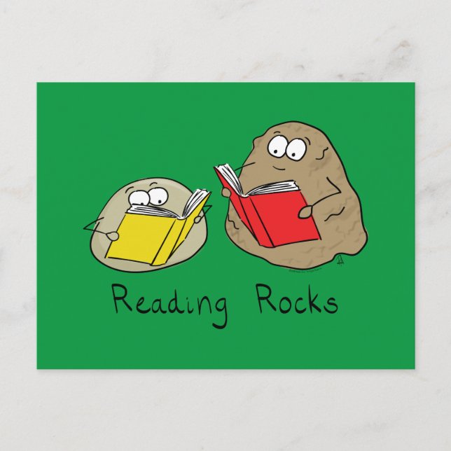 Cute Reading Rocks Librarian Book Lovers Postcard (Front)