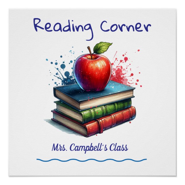  Cute Reading School CLASSROOM Poster Personalise (Front)