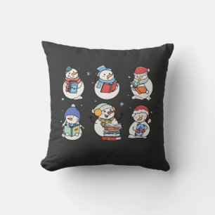 Cute Reading Snowmen – Cozy Winter Book Lover Cushion