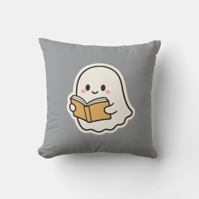 Cute Reading Throw Pillow  (Front)