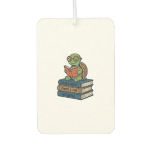 Cute Reading Turtle on Books Vintage Vector_1 Car Air Freshener