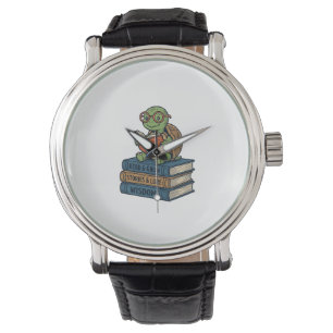 Cute Reading Turtle on Books Vintage Vector_1 Watch