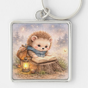 Cute Reading Woodland Hedgehog Key Ring