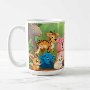 Cute Realistic Cartoon Animals Around Blank Forest Coffee Mug