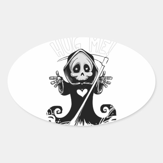 Cute reaper-baby reaper-cartoon reaper-baby grim oval sticker