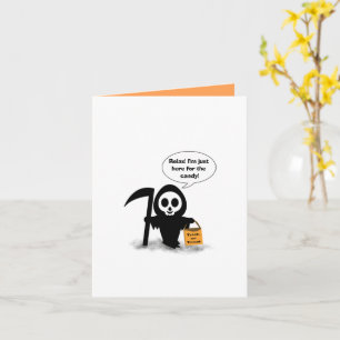 Cute Reaper Just Here for Candy Happy Halloween Card
