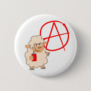 Cute Rebellious Cartoon Sheep Button