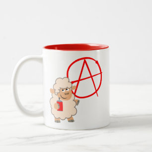 Cute Rebellious Cartoon Sheep Two-Tone Coffee Mug