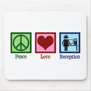 Cute Receptionist Peace Love Reception Mouse Pad