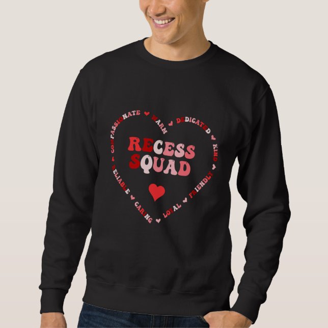 Cute Recess Squad Valentines Day Heart Sweatshirt (Front)