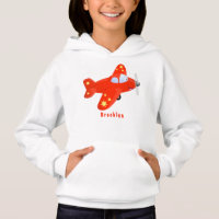 Cute red aeroplane flying cartoon illustration