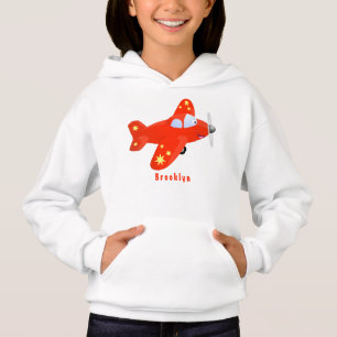 Cute red aeroplane flying cartoon illustration