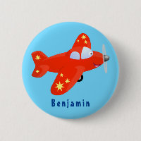 Cute red aeroplane flying cartoon illustration