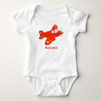 Cute red aeroplane flying cartoon illustration