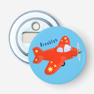Cute red aeroplane flying cartoon illustration bottle opener