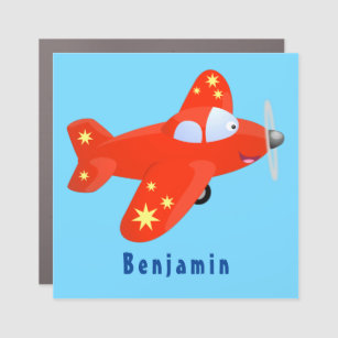 Cute red aeroplane flying cartoon illustration car magnet