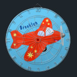 Cute red aeroplane flying cartoon illustration dartboard<br><div class="desc">This cute red aeroplane is drawn in cute cartoon illustration style. Perfect for flights of fancy!</div>