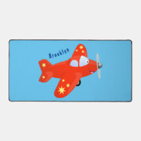 Cute red aeroplane flying cartoon illustration