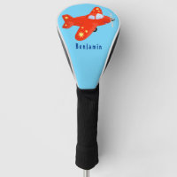 Cute red aeroplane flying cartoon illustration