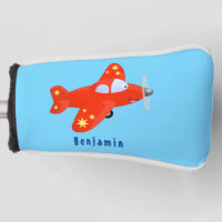 Cute red aeroplane flying cartoon illustration