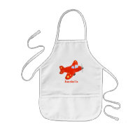 Cute red aeroplane flying cartoon illustration