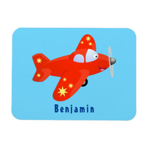 Cute red aeroplane flying cartoon illustration magnet